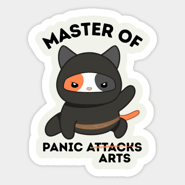 Master Of Panic Attacks Ninja Cat Sticker by The WYLD Tribe